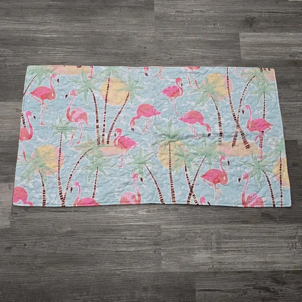 Tropical Pink Flamingo Quilted Pair of King Tie Back Pillow Cases